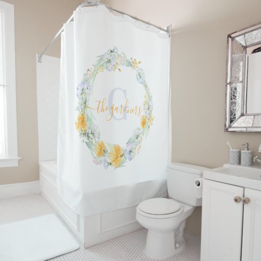 Monogrammed Dandelion Shower Curtain Douchegordijn (In situ)
