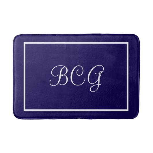 Monogrammed dark blue Bath mat (Voorkant)