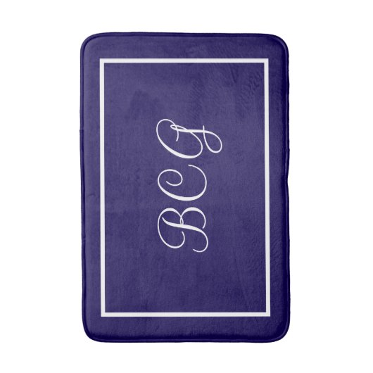 Monogrammed dark blue Bath mat (Voorkant Verticaal)
