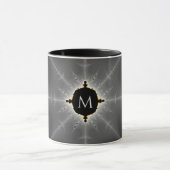 Monogrammed Dark Grey and Black Fractal Mok (Midden)