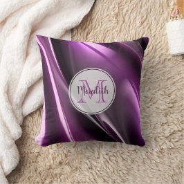 Monogrammed Dark Paarse 3D Grafisch Kussen