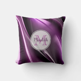 Monogrammed Dark Paarse 3D Grafisch Kussen