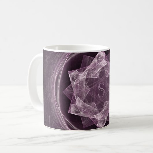 Monogrammed Dark Paarse Star Fractal Koffiemok (Voorkant links)