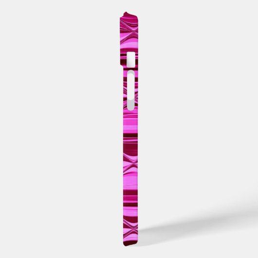 Monogrammed Dark Pink Shiny Satin Waves Case-Mate iPhone Case (Achterkant / Links)