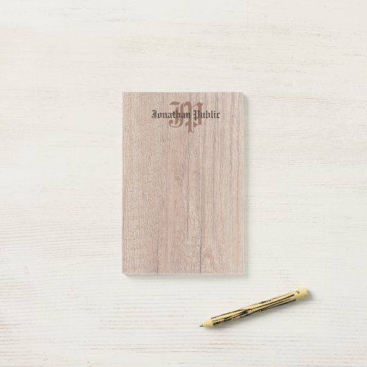 Monogrammed de Sjabloon van het Hout ziet Oude Man Post-it® Notes (Op bureau)