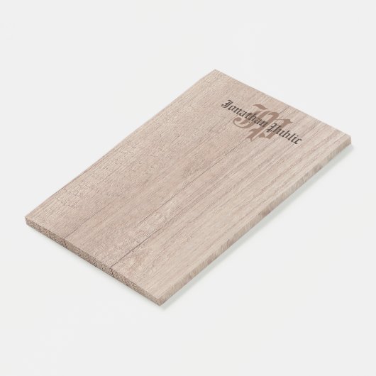 Monogrammed de Sjabloon van het Hout ziet Oude Man Post-it® Notes (Schuin)