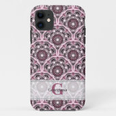 Monogrammed Deco Dusky Roos Cherry Blossom Mandala Case-Mate iPhone Case (Achterkant)