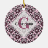 Monogrammed Deco Dusky Roos Cherry Blossom Mandala Keramisch Ornament (Voorkant)