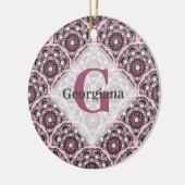 Monogrammed Deco Dusky Roos Cherry Blossom Mandala Keramisch Ornament (Links)