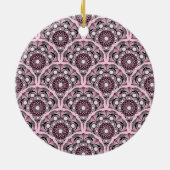 Monogrammed Deco Dusky Roos Cherry Blossom Mandala Keramisch Ornament (Achterkant)