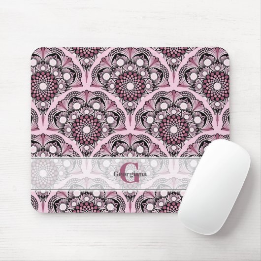 Monogrammed Deco Dusky Roos Cherry Blossom Mandala Muismat (Met muis)