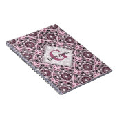 Monogrammed Deco Dusky Roos Cherry Blossom Mandala Notitieboek (Rechterzijde)