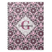 Monogrammed Deco Dusky Roos Cherry Blossom Mandala Notitieboek (Voorkant)
