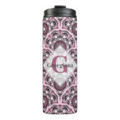 Monogrammed Deco Dusky Roos Cherry Blossom Mandala Thermosbeker (Voorkant)