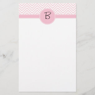 Monogrammed Delicate Trendy Pink Chevron Briefpapier