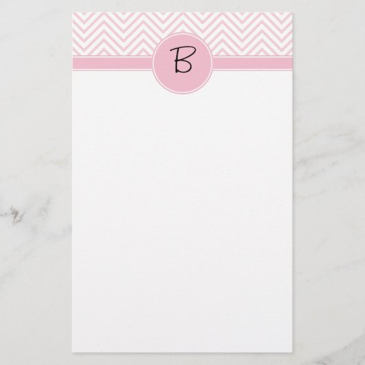 Monogrammed Delicate Trendy Pink Chevron Briefpapier (Voorkant)