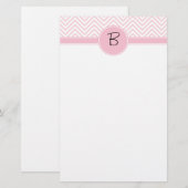 Monogrammed Delicate Trendy Pink Chevron Briefpapier (Voorkant / Achterkant)