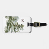 Monogrammed dennenbos en berg bagagelabel (Voorkant horizontaal)
