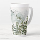 Monogrammed dennenbos en bergen latte mok (Rechterhoek)