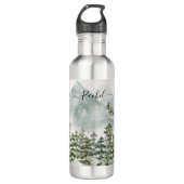 Monogrammed dennenbos en bergen waterfles (Voorkant)