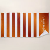 Monogrammed Desert Oranje en White Stripes Strandlaken (Voorkant)