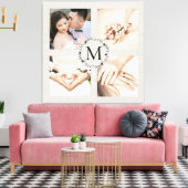 Monogrammed diale collage met 4 foto's canvas afdruk (Insitu (Woonkamer))