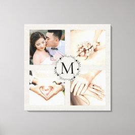 Monogrammed diale collage met 4 foto's canvas afdruk
