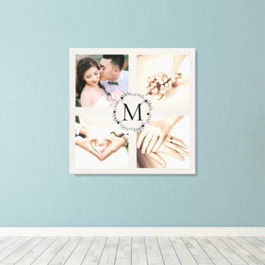 Monogrammed diale collage met 4 foto's canvas afdruk (Insitu (Houten vloer))