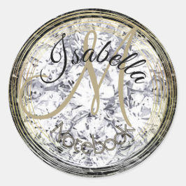 Monogrammed diamant en zwart kristal ronde sticker