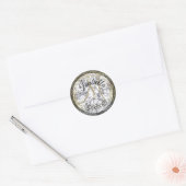 Monogrammed diamant en zwart kristal ronde sticker (Envelop)