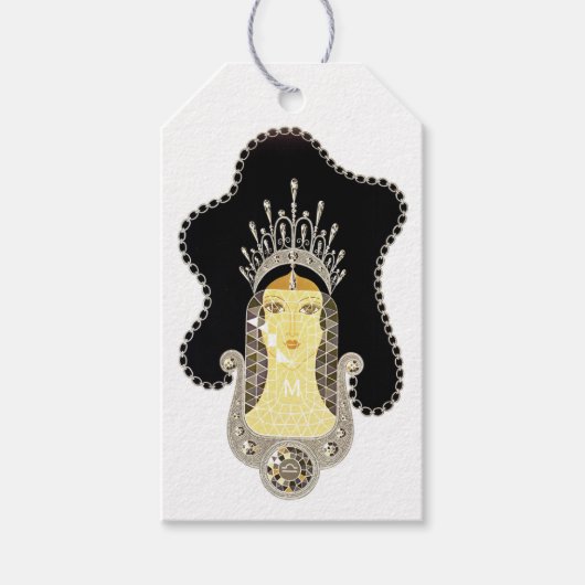 Monogrammed Diamond April Birthstone Cadeaulabel (Voorkant)