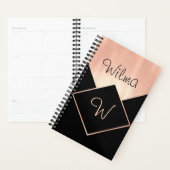 Monogrammed Diamond Logo Metallic Feminine Modern Planner (Display)