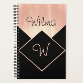 Monogrammed Diamond Logo Metallic Feminine Modern Planner