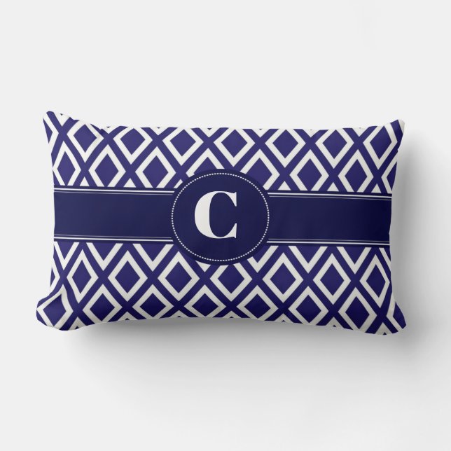 Monogrammed Diamond Pattern Kussen (Voorkant)