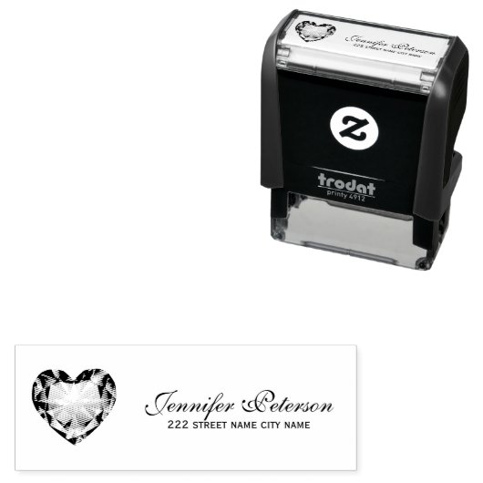 Monogrammed Diamonds Hart Zelfinktende Stempel (In situ)