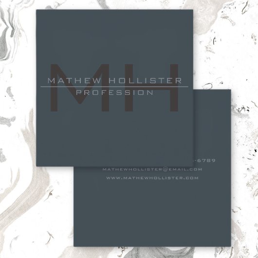 Monogrammed-, diepgestreepte en gedempte mannen vierkante visitekaartje