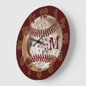 Monogrammed Dirty Baseball Clocks for Man Cave Grote Klok (Hoek)