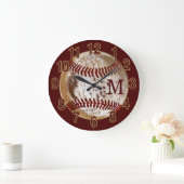 Monogrammed Dirty Baseball Clocks for Man Cave Grote Klok (Huis)