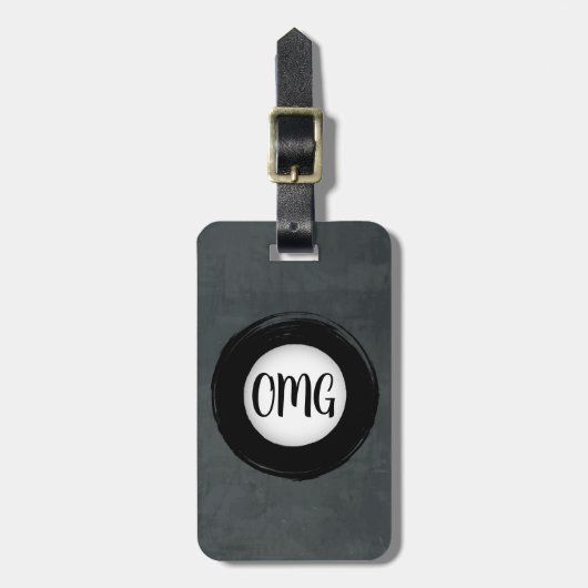 Monogrammed Distressed Black & White Grunge Modern Bagagelabel (Voorkant verticaal)