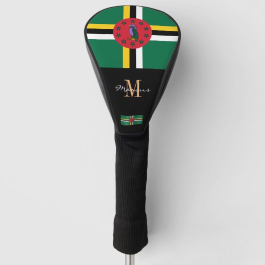 Monogrammed & Dominica Flag Golfclubs Hoesjes Golfheadcover (Voorkant)