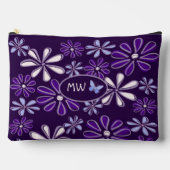 Monogrammed Donker Violet Bloem Vlinder Doodle Etui (Voorkant)