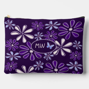 Monogrammed Donker Violet Bloem Vlinder Doodle Etui