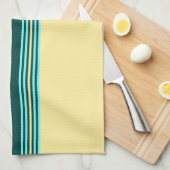 Monogrammed Donkergroene gele strepen Theedoek (Quarter Fold)