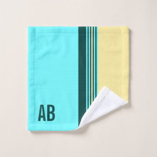 Monogrammed Donkergroene gele strepen Washandje