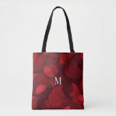 Monogrammed donkerrood Abstract bladpatroon Tote Bag (Voorkant)