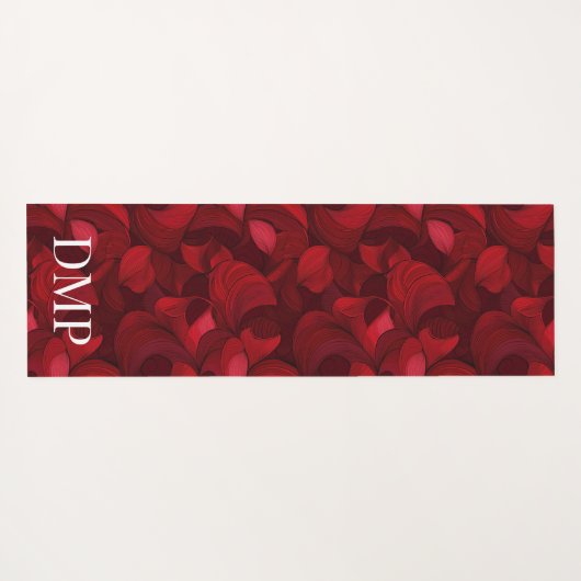 Monogrammed donkerrood Abstract bladpatroon Yogamat (Achterkant (horizontaal))