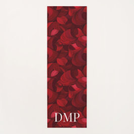Monogrammed donkerrood Abstract bladpatroon Yogamat