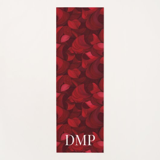 Monogrammed donkerrood Abstract bladpatroon Yogamat (Voorkant)