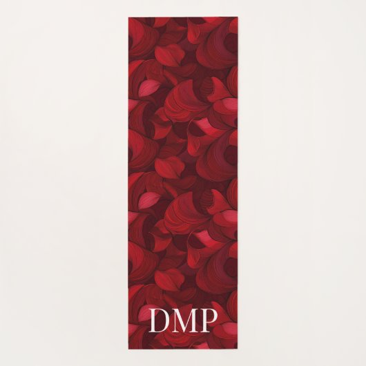 Monogrammed donkerrood Abstract bladpatroon Yogamat (Achterkant)
