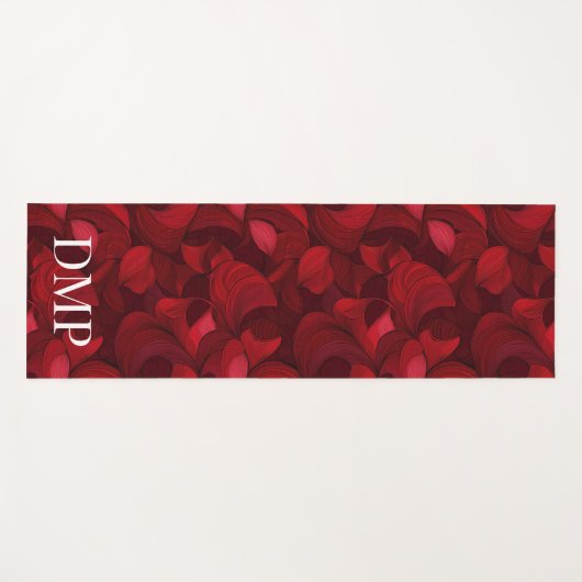 Monogrammed donkerrood Abstract bladpatroon Yogamat (Voorkant (horizontaal))